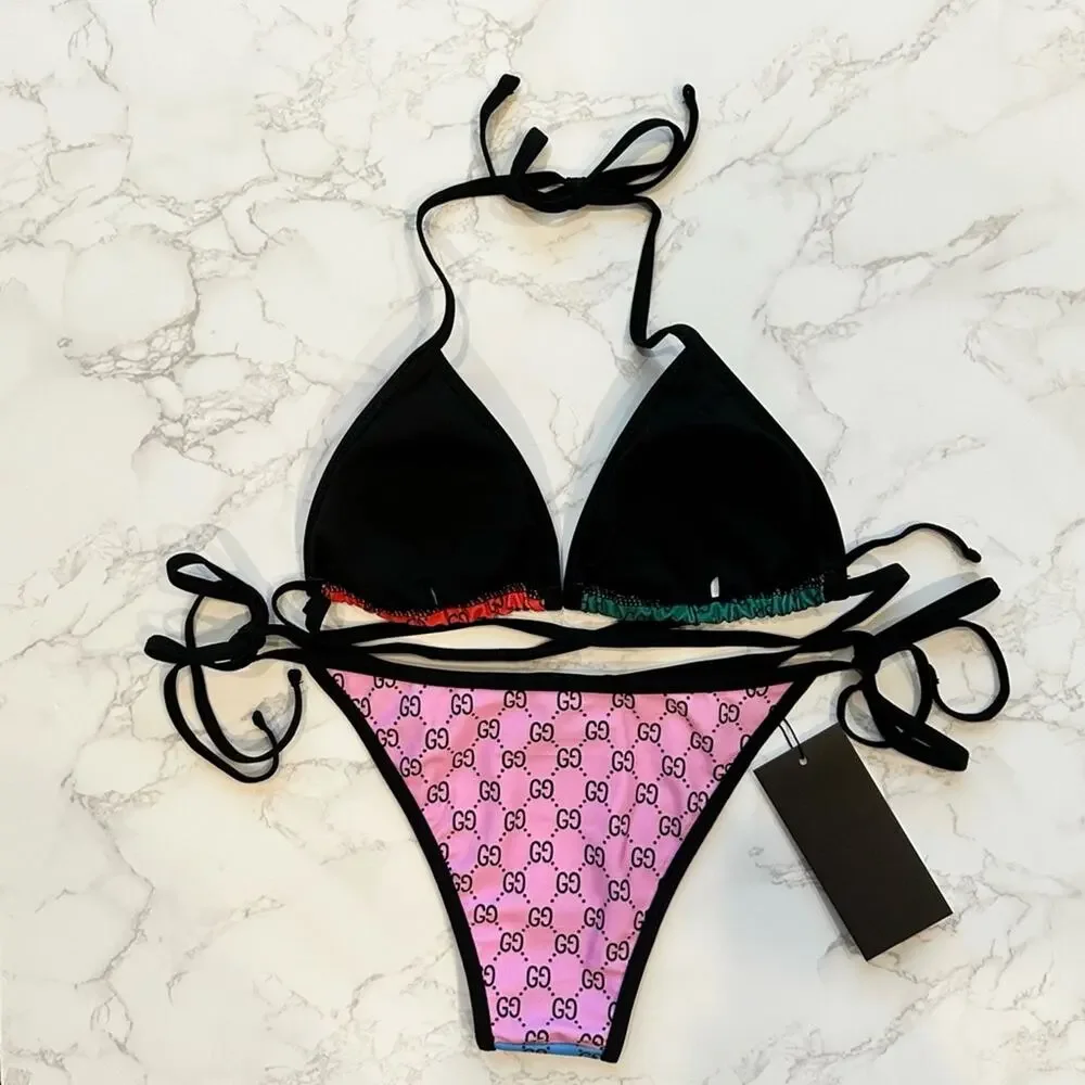 GG Monogram Color-block Vibrant Colored Bikini SZ L - Picture 14 of 15